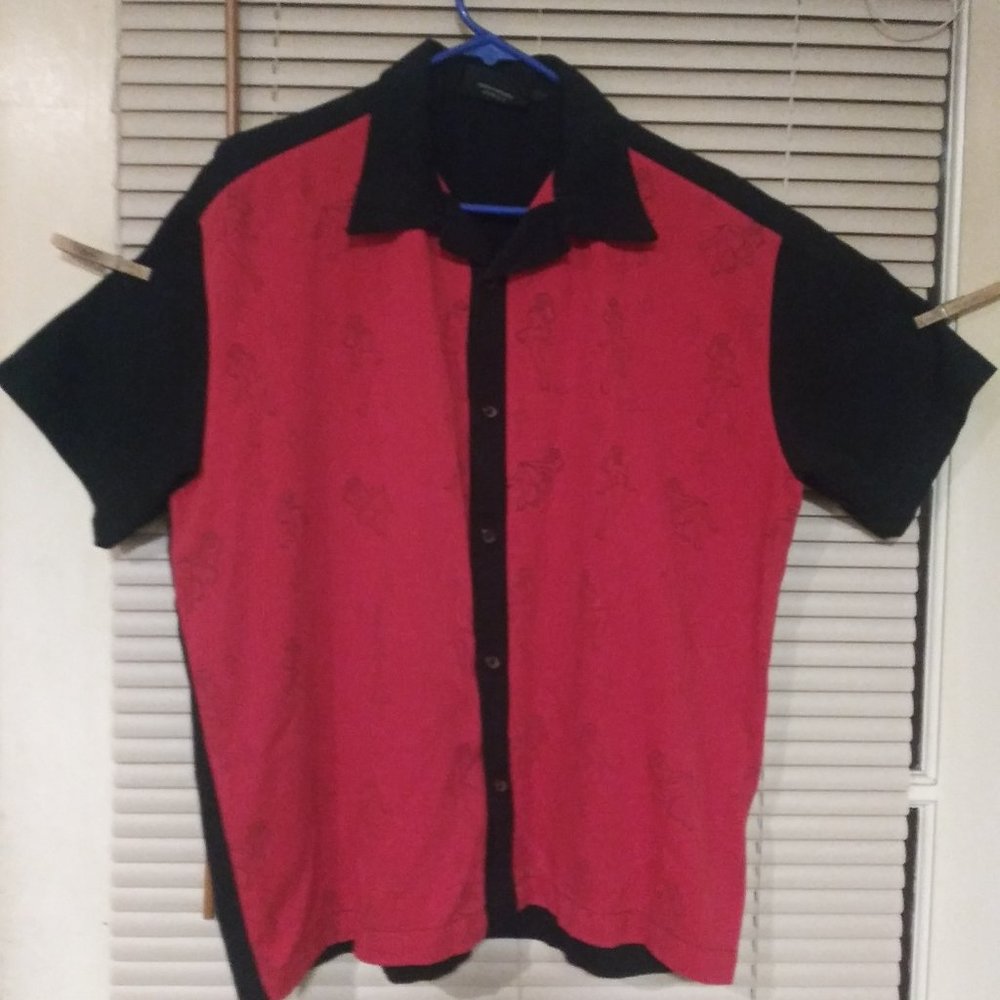 Pin Up Girls Bowling Style Shirt,Button Up, Vintage, Size L
